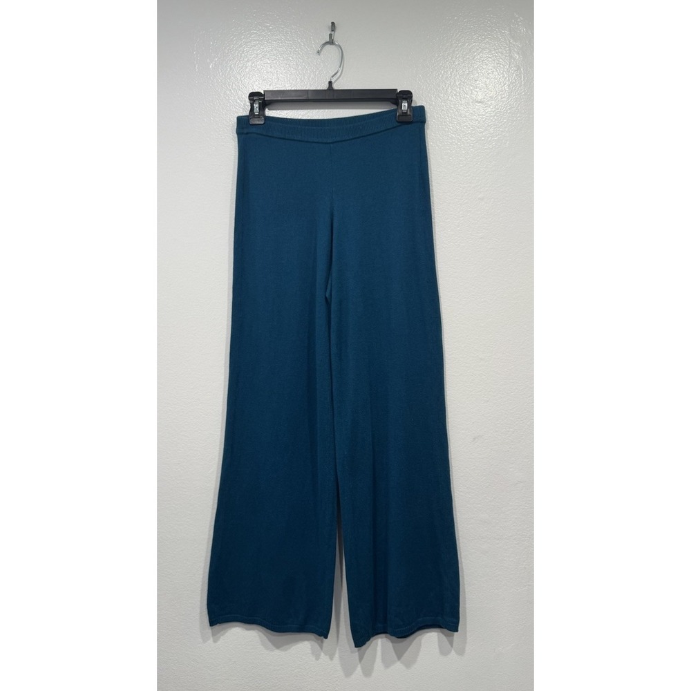 Spiegel Teal Cashmere Silk Blend Knit Pants Small Pull On Elastic Waist Lounge